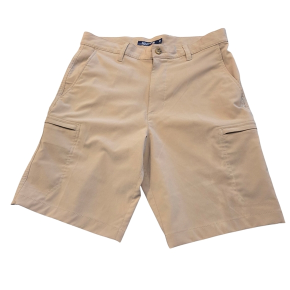 Chaps Golf 78 Men's 30 Tan Beige 9" Cargo Shorts 6 Pocket Stretch Flat Front - Picture 1 of 16